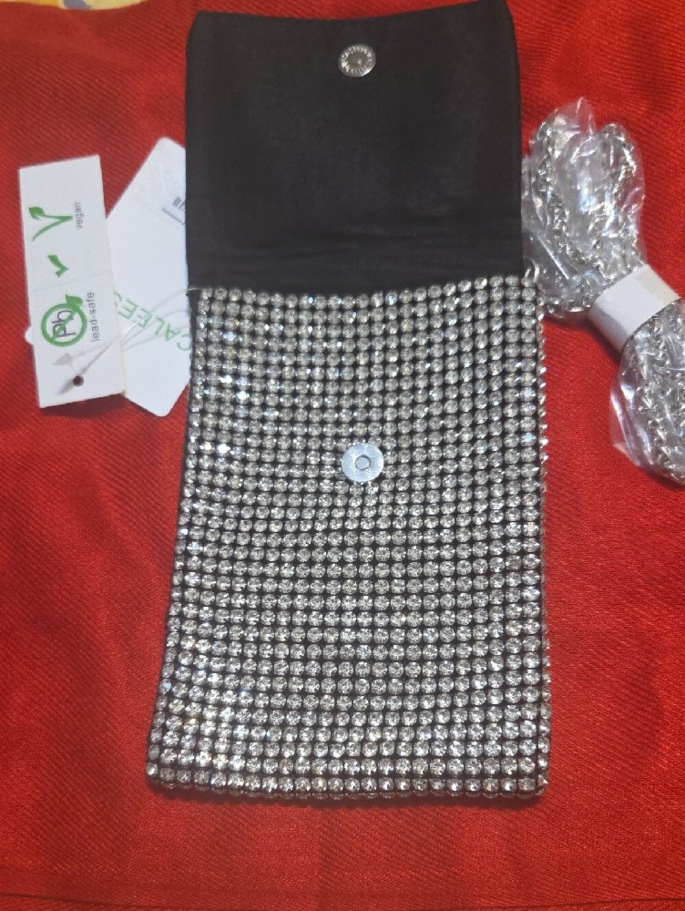 Crystal Rhinestone Phone Pouch – Silver - Picture 3 of 4